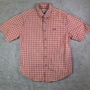 Carhartt Men's‎ Plaid Button Up Shirt Large L Red Short Sleeve 100% Cotton